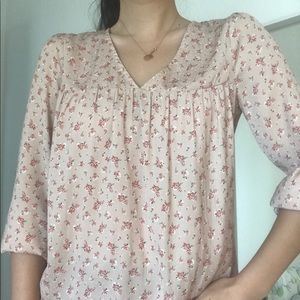 Madewell pink floral blouse XXS